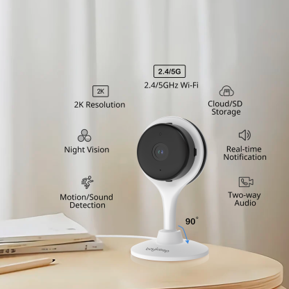 BoyKeep 2K Indoor Security Camera,2.4GHz Wi-Fi Cameras for Baby/Elder/Dog/Pet Camera with Phone app,2-Way Audio Baby Monitor Camera, Night Vision, Cloud & SD Card Storage