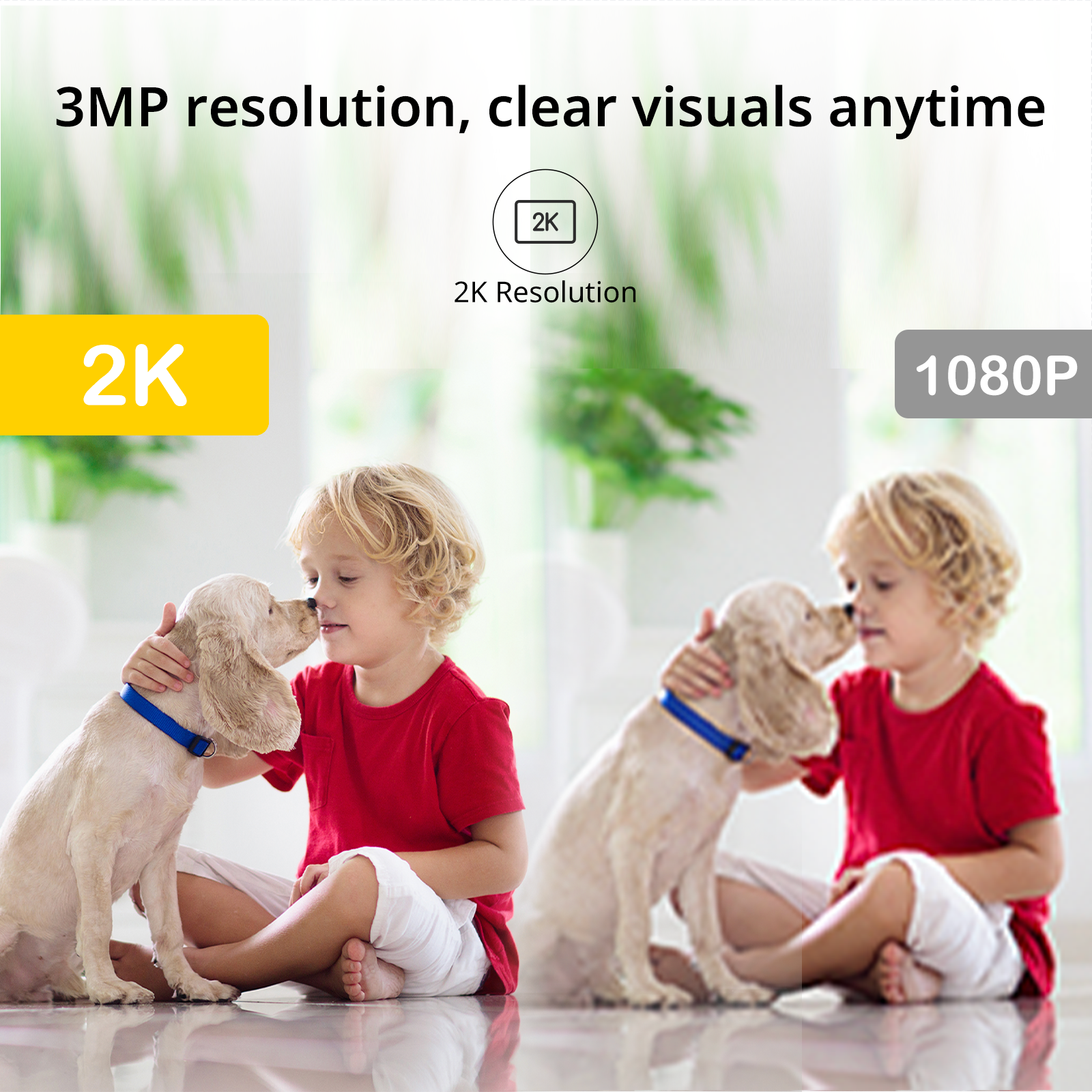Dual Lens 2K 3MP Pet Camera With App, Security Camera, Home Baby Camera Monitor, Motion/Human Detection, 2 Way Audio, Colour Night Vision, PTZ 360°,Indoor Camera, (Works With 2.4GHz & 5GHz Connection