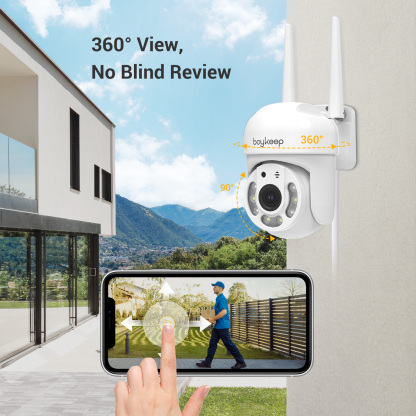 2K Security Camera Outdoor 360° View Pan/Tilt Camera for Home Security Outside with Color Night Vision, Motion Detection, 2-Way Talk, 2.4GHz Wi-Fi, Micro SD Card & Cloud Service