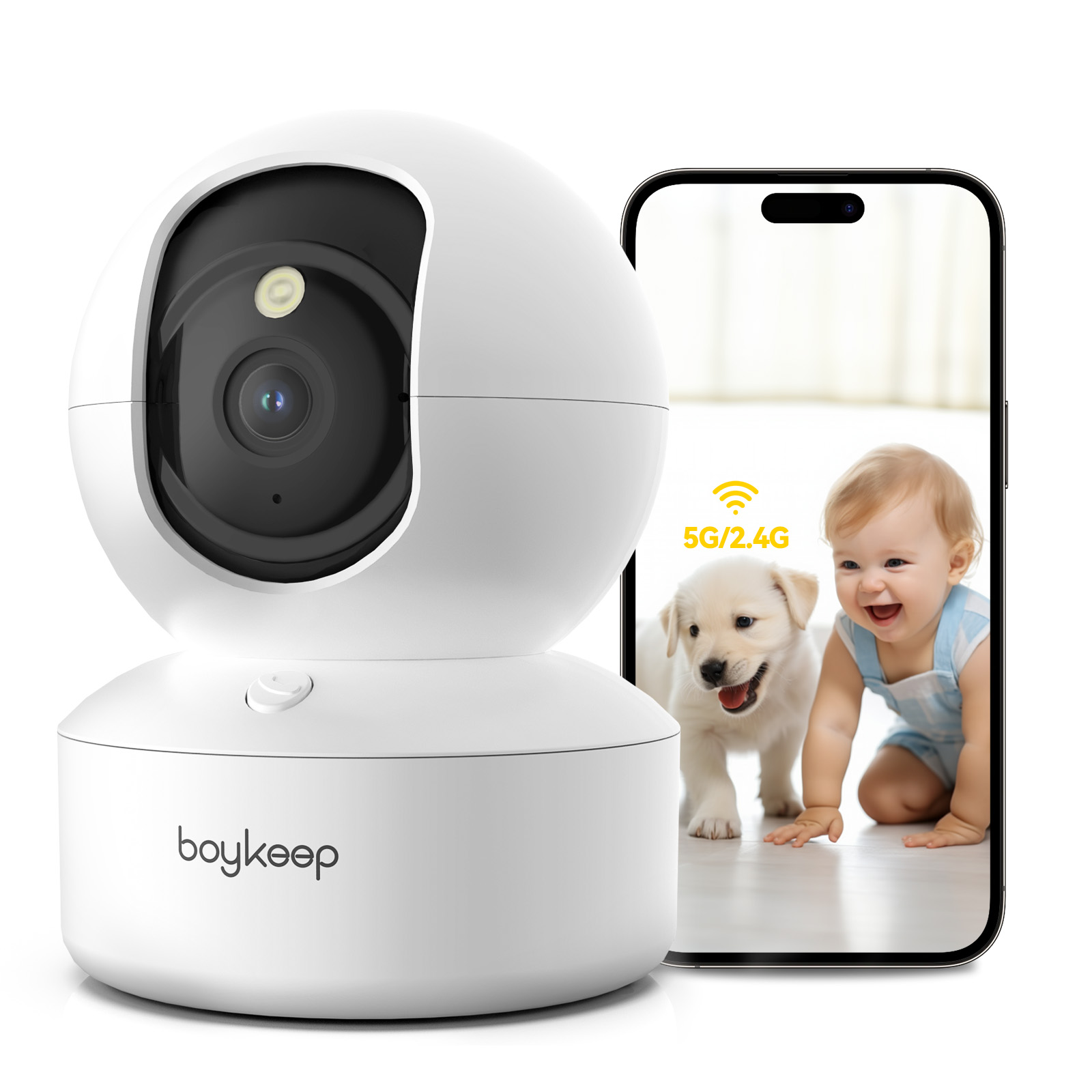 2K Pet Camera Indoor Security Camera 5G/2.4GHz WiFi Cameras for Baby Dog Camera with Phone App, 360° Pan & Tilt, 2-Way Audio, Night Vision, SD Card & Cloud Storage