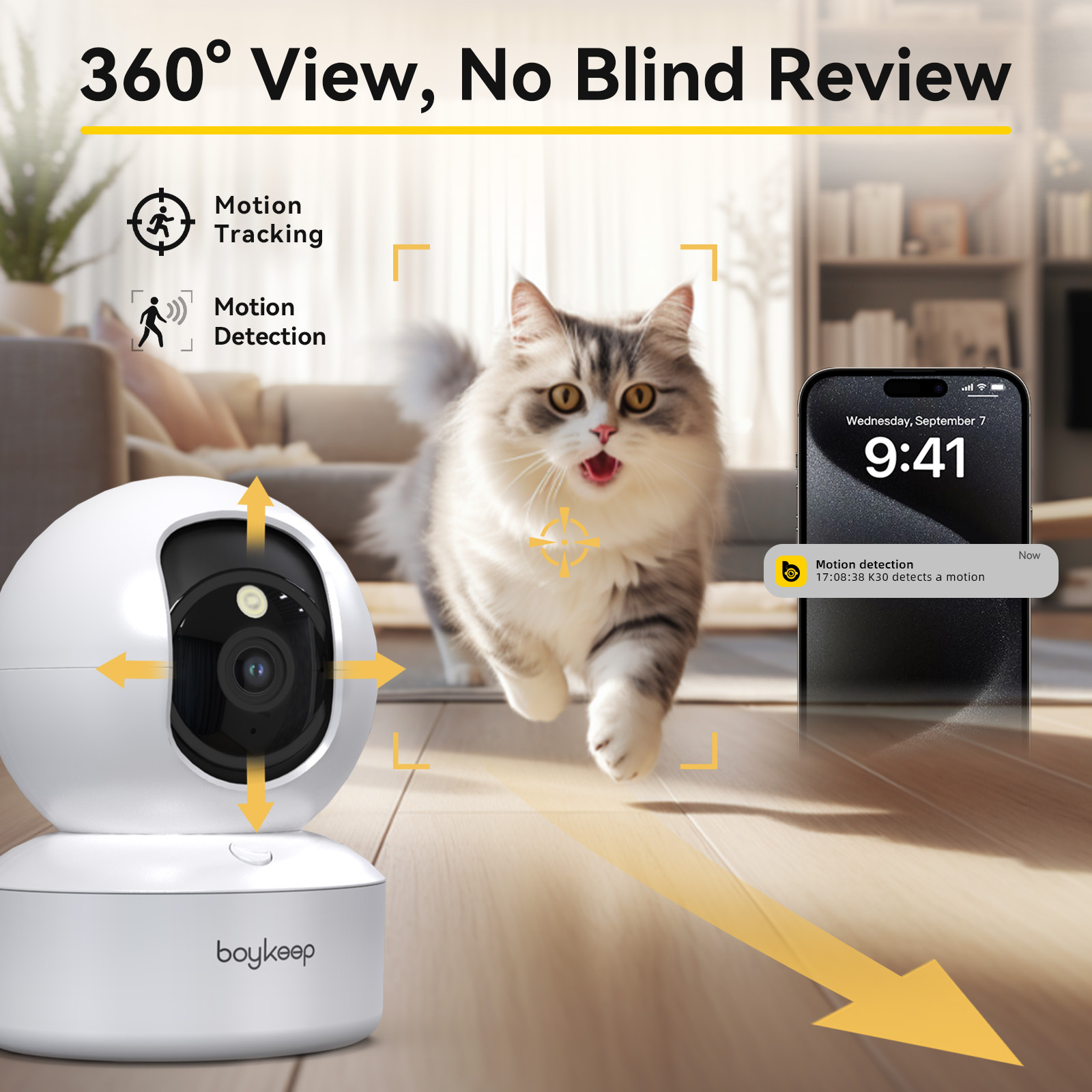 Boykeep 2K Pet Camera Indoor Security Camera 5G/2.4GHz WiFi