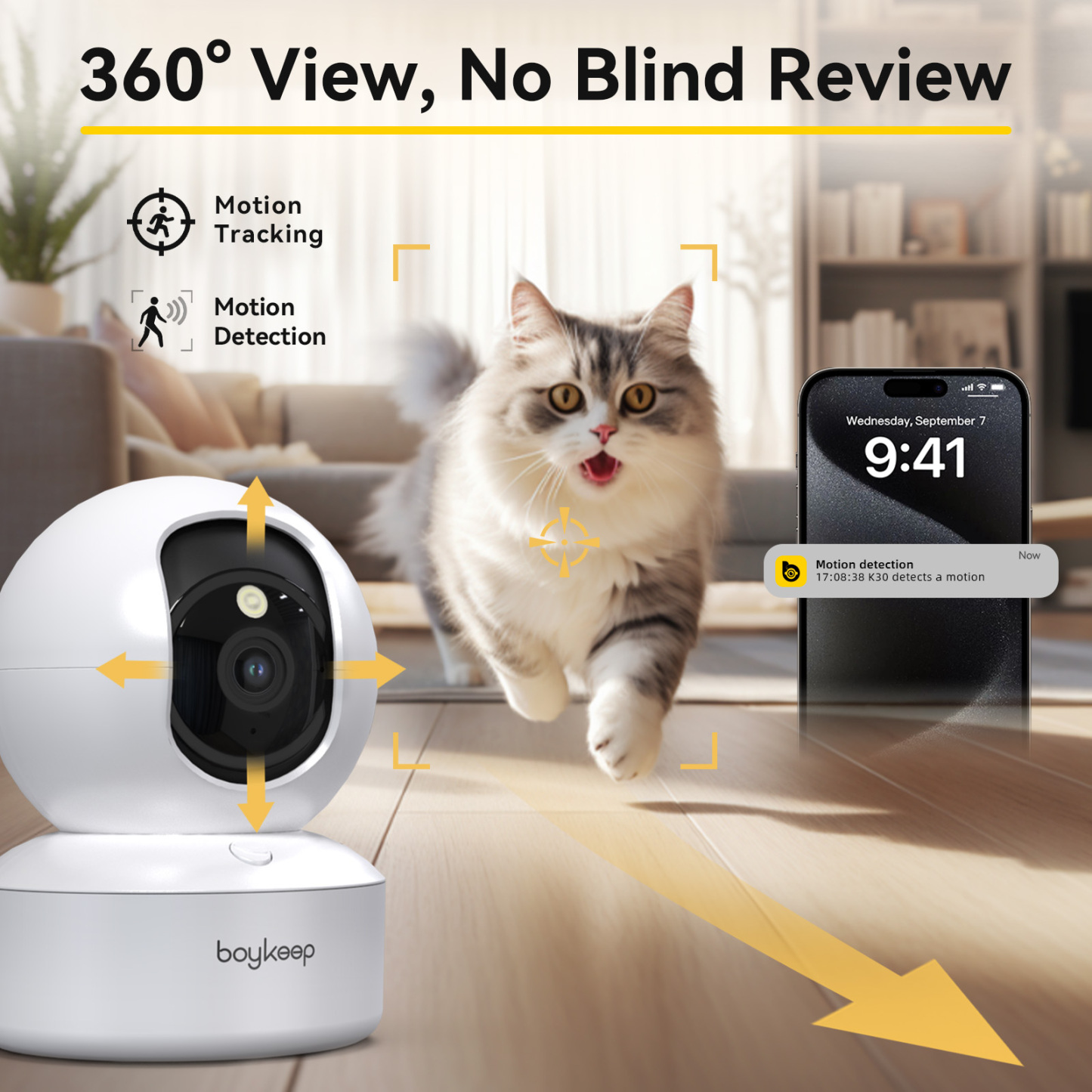 2K Pet Camera Indoor Security Camera 5G/2.4GHz WiFi Cameras for Baby Dog Camera with Phone App, 360° Pan & Tilt, 2-Way Audio, Night Vision, SD Card & Cloud Storage