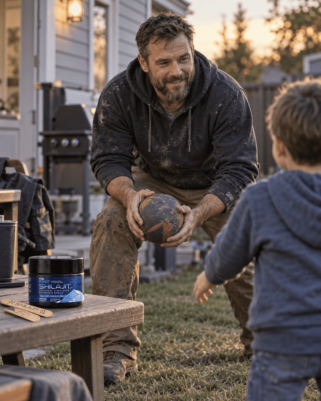After-work family lifestyle image for Purejit.
