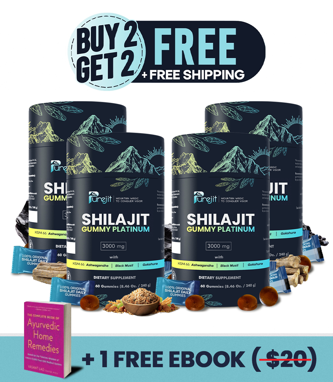 EXCLUSIVE DEALS | PUREJIT© 100% SHILAJIT GUMMY PLATINUM