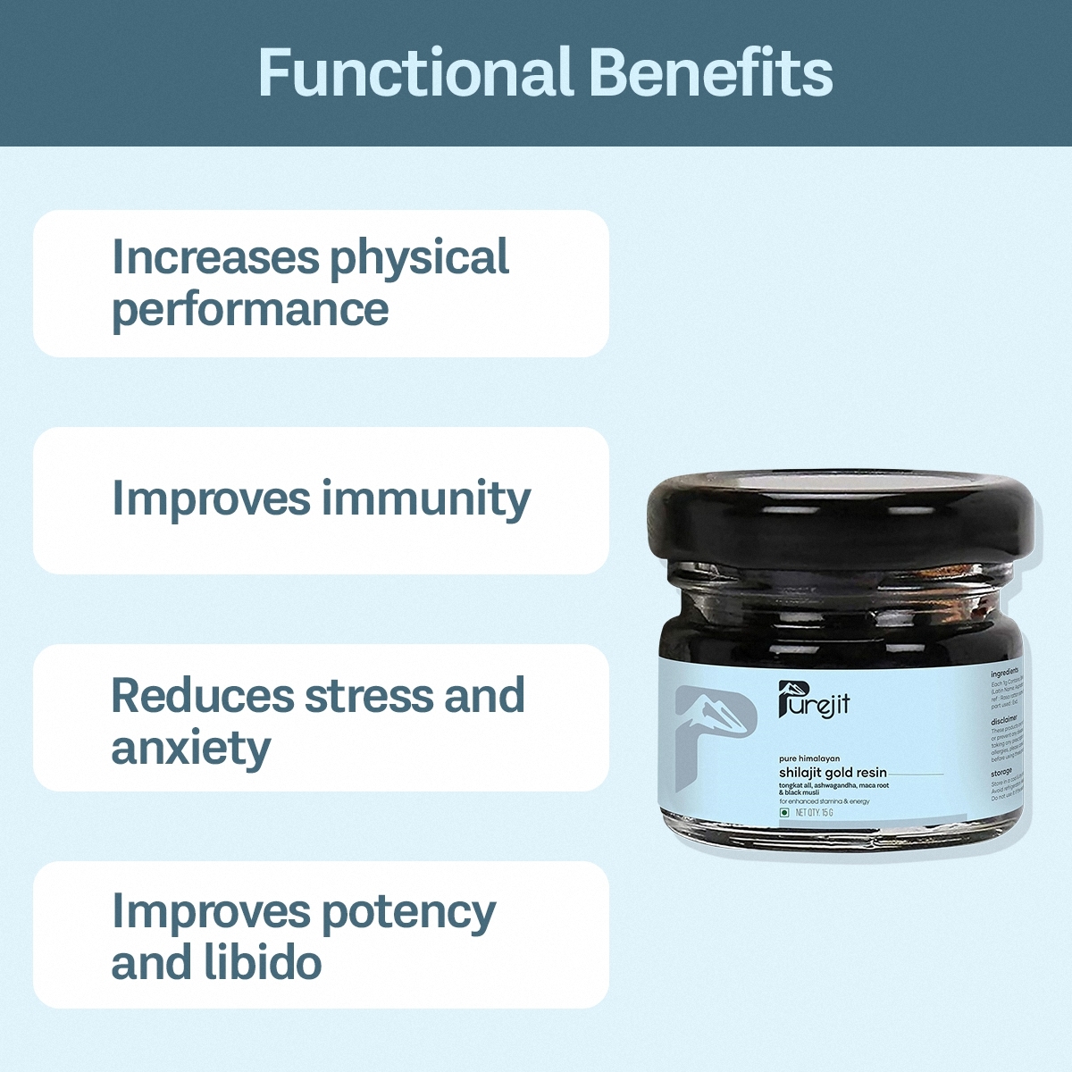 Pure Himalayan Shilajit Gold Resin: Powered with Ashwagandha, Maca Root & Black Musli