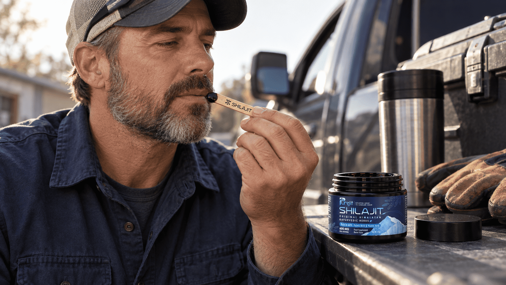 Purejit Shilajit resin straight-in-the-mouth method.