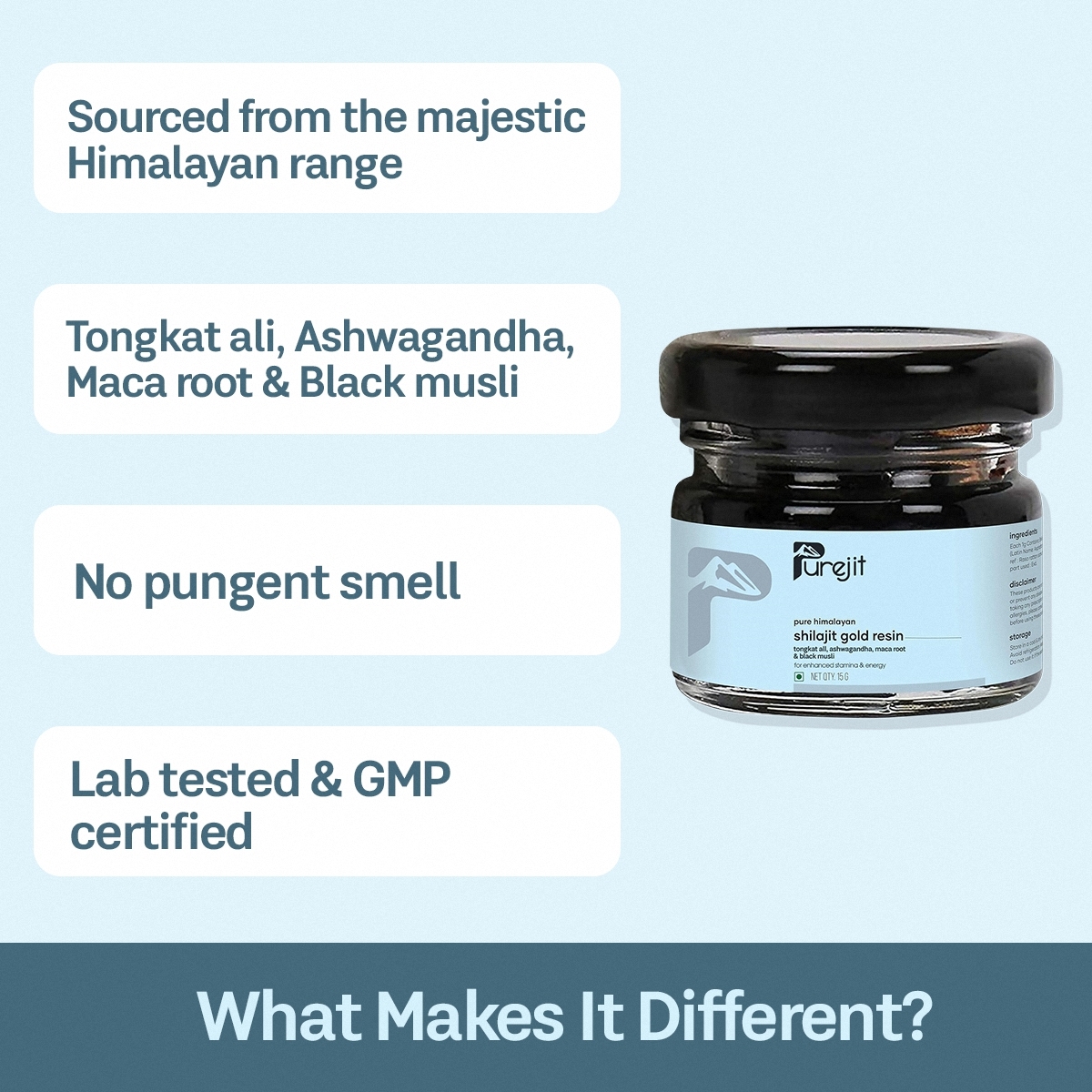 Pure Himalayan Shilajit Gold Resin: Powered with Ashwagandha, Maca Root & Black Musli