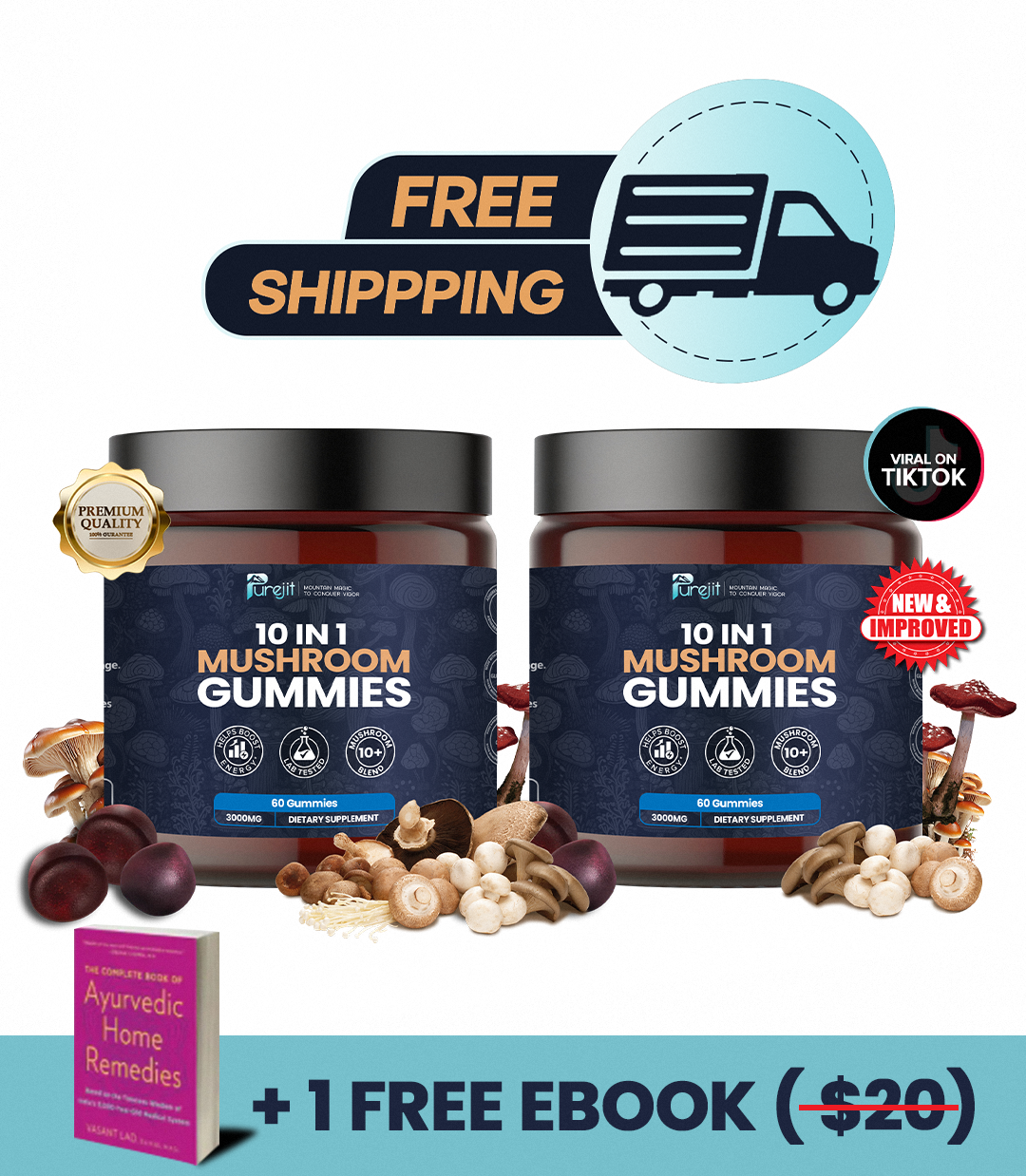 PUREJIT© 10 IN 1 MUSHROOM DAILY GUMMIES