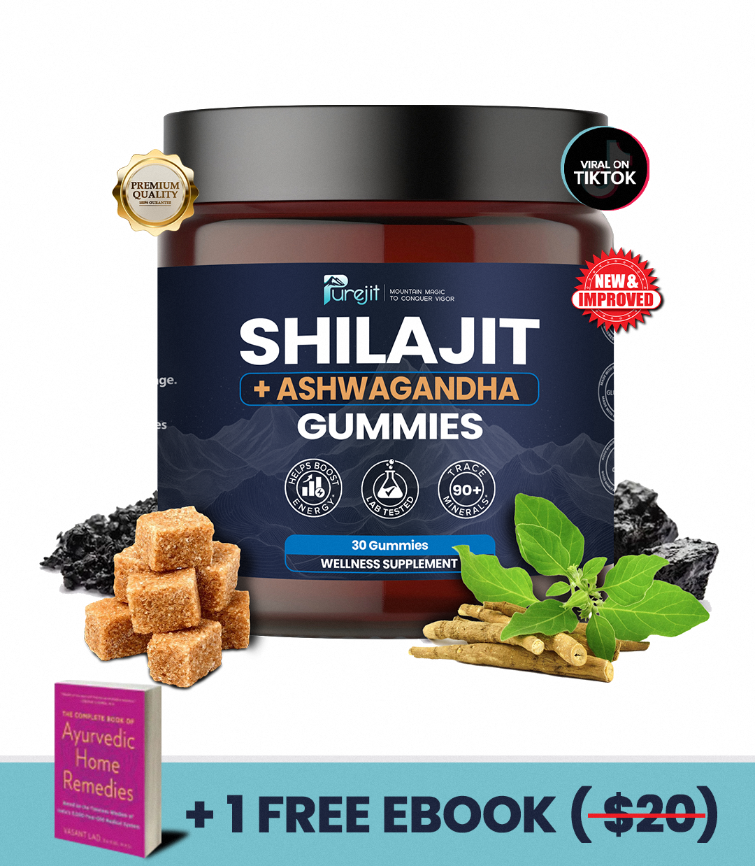 PUREJIT© ORGANIC SHILAJIT WITH ASHWAGANDHA GUMMIES