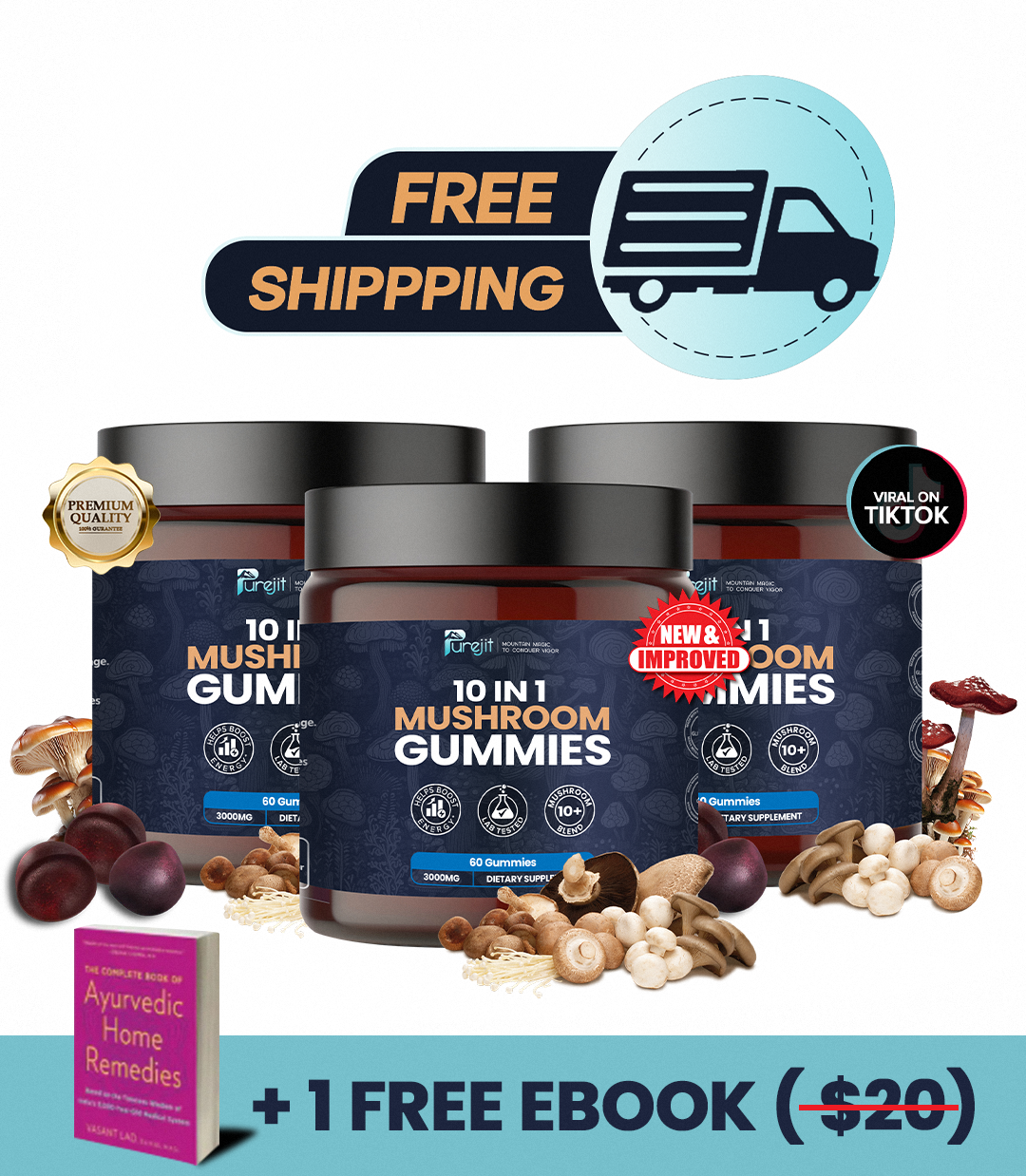 PUREJIT© 10 IN 1 MUSHROOM DAILY GUMMIES