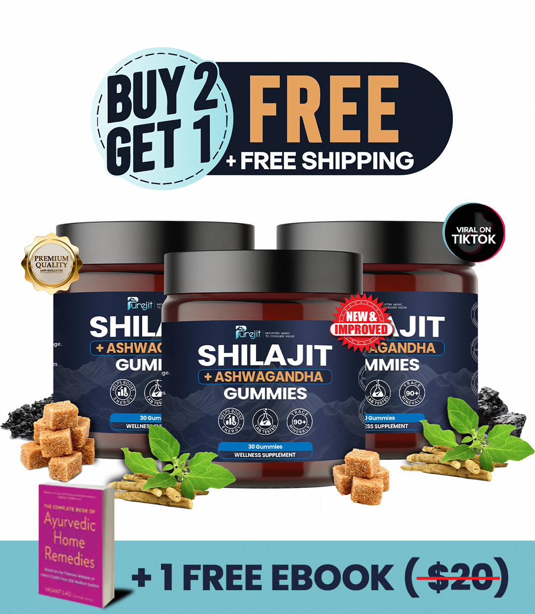 PUREJIT© ORGANIC SHILAJIT WITH ASHWAGANDHA GUMMIES