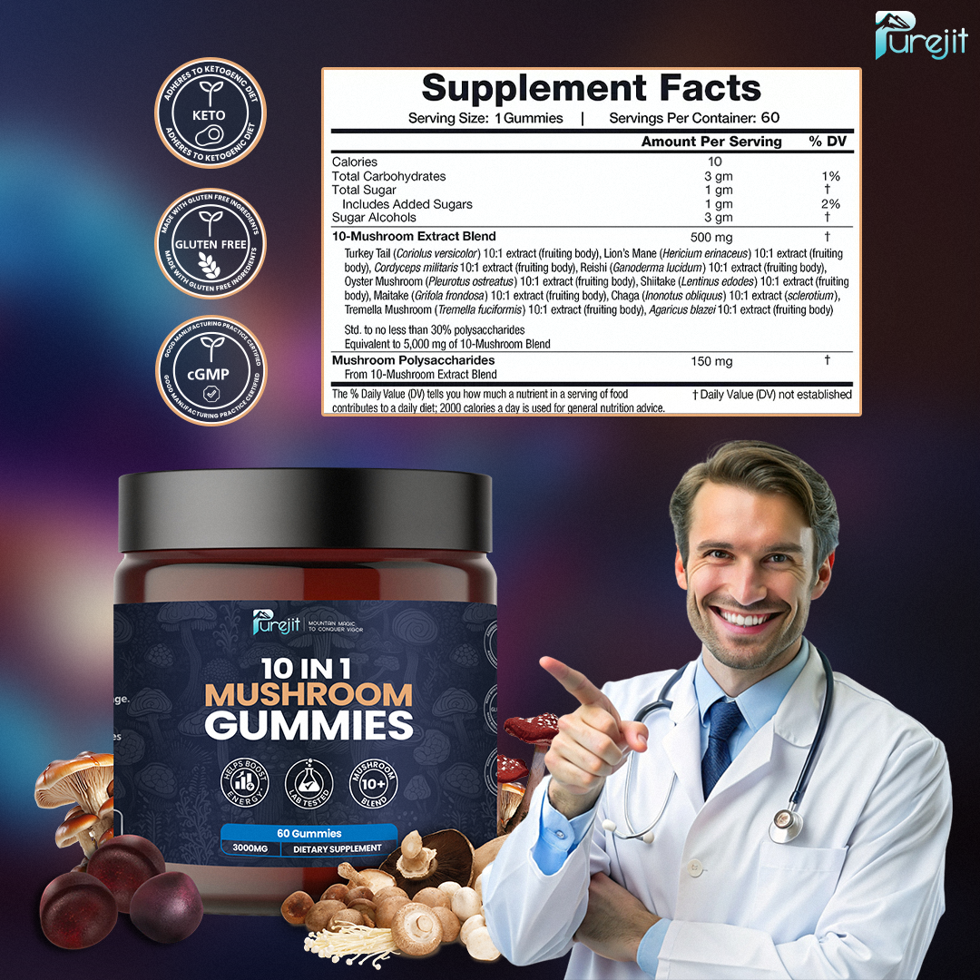 PUREJIT© 10 IN 1 MUSHROOM DAILY GUMMIES