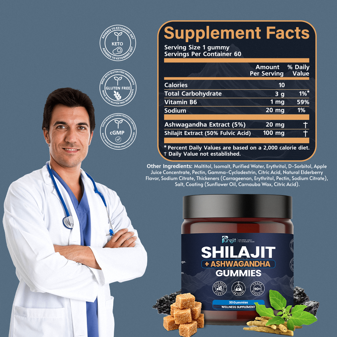 PUREJIT© ORGANIC SHILAJIT WITH ASHWAGANDHA GUMMIES
