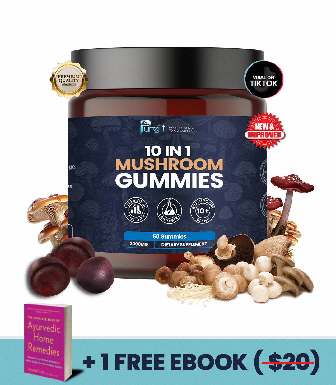 PUREJIT© 10 IN 1 MUSHROOM DAILY GUMMIES