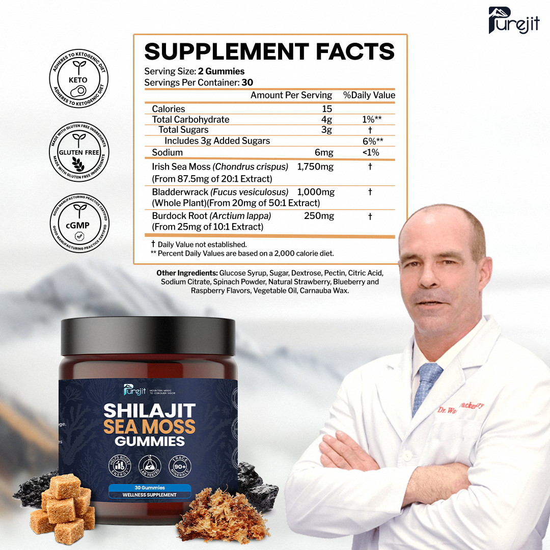 PUREJIT© SHILAJIT & SEAMOSS 2 IN 1 WELLNESS GUMMIES