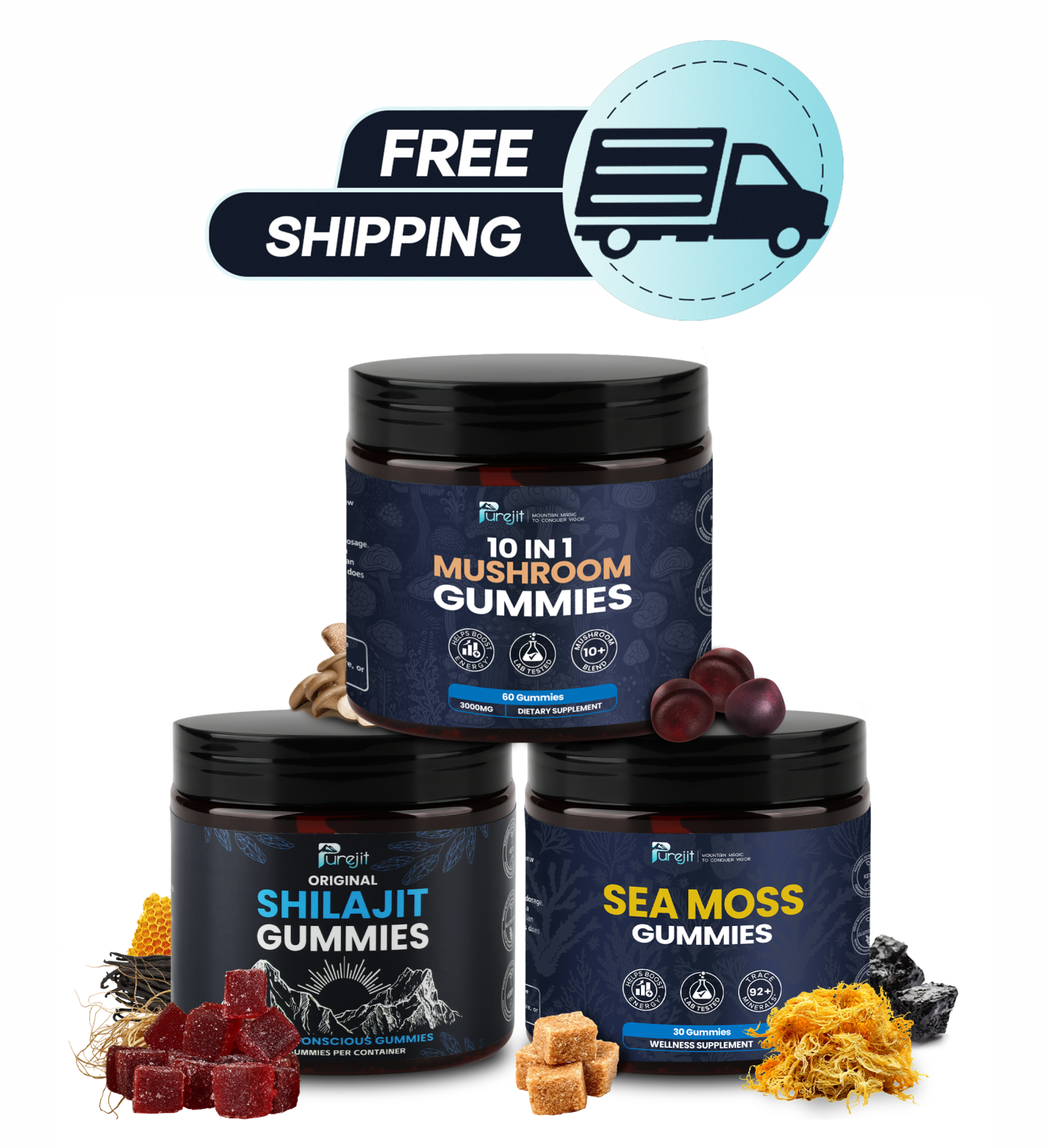PUREJIT© SHILAJIT GUMMIES & SEAMOSS GUMMIES & MUSHROOM GUMMIES SPECIAL BUNDLE
