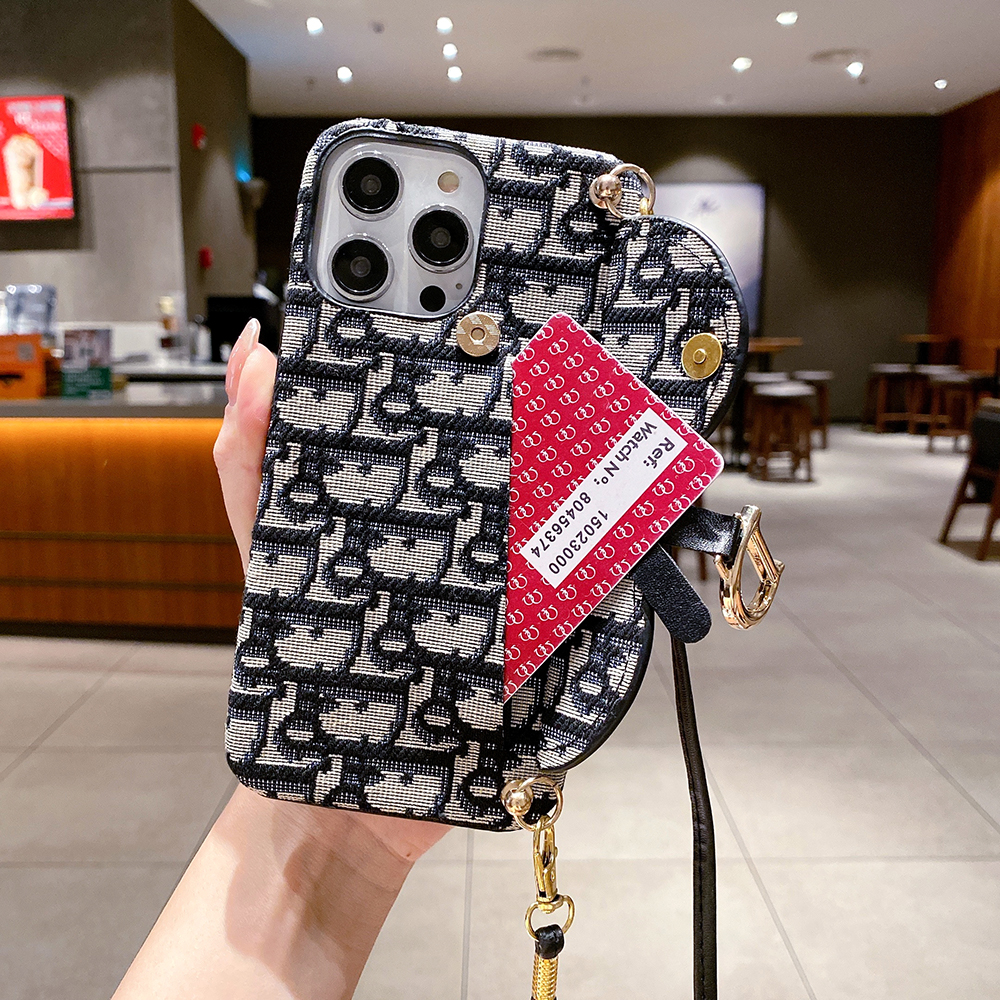 CD iPhone Case With Card Holder And Strap Black-QBS240315-GTOCASE