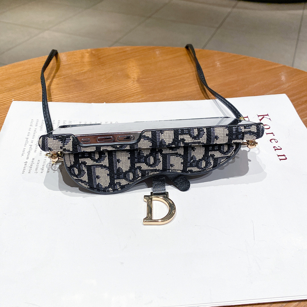 CD iPhone Case With Card Holder And Strap Black-QBS240315-GTOCASE