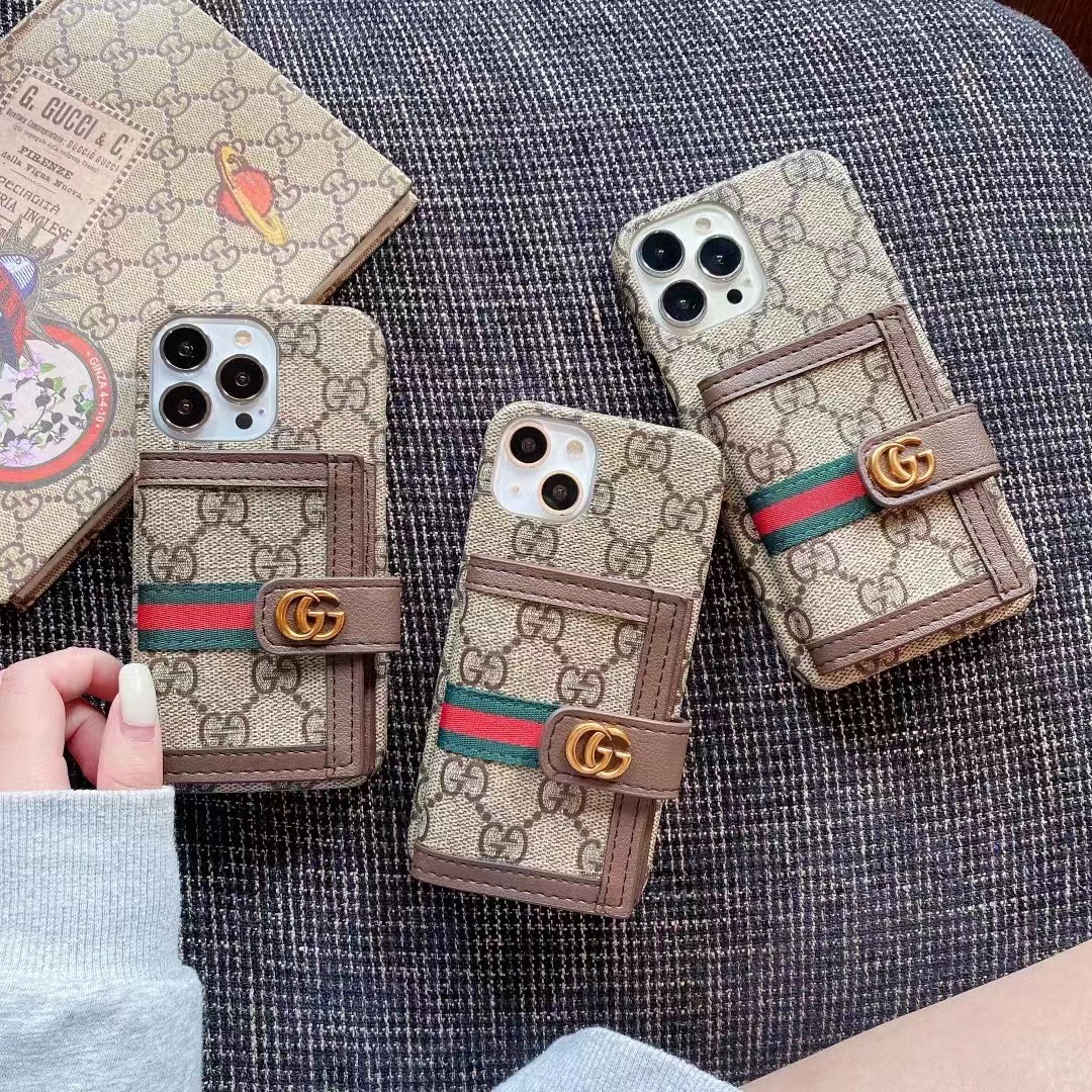 GG iPhone Case With Wallet  Brown -GGB241913-GTOCASE