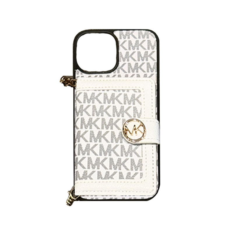 Leather MK iPhone Case With Card Holder And Strap-MYK251305