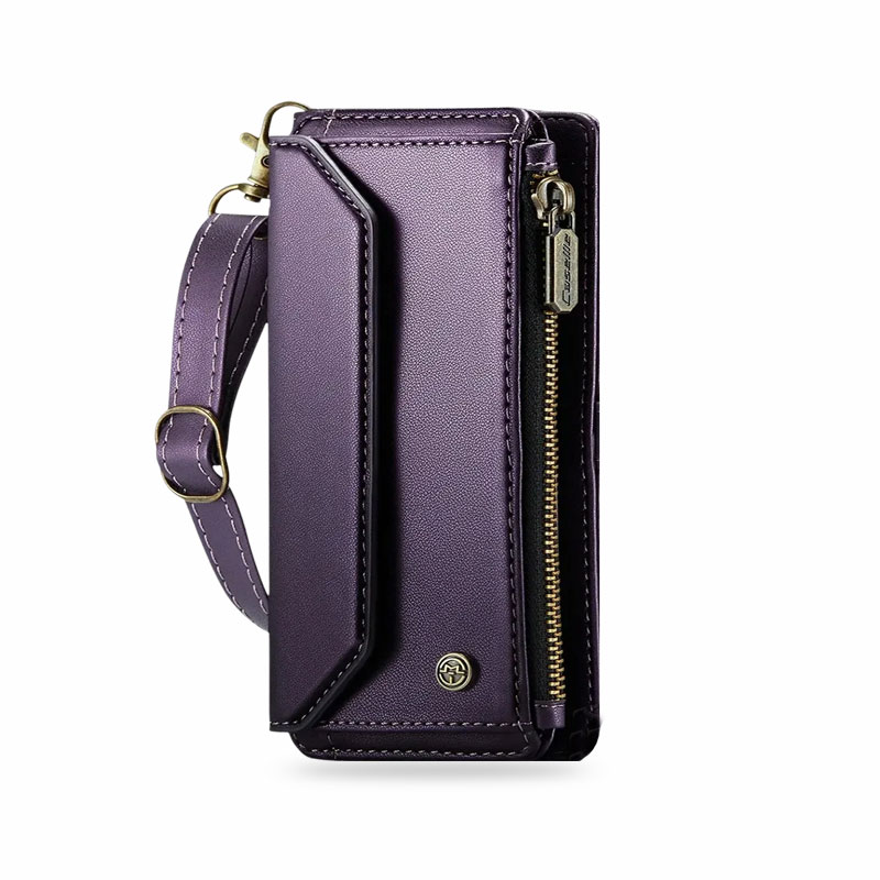 Leather iPhone Case With Zipper Wallet RFID Blocking-LLK251134