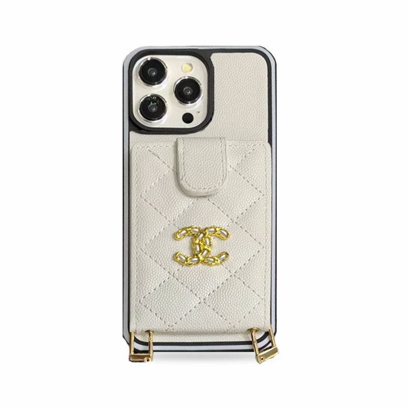 CC Phone Case With Card Holder And Strap For iPhone White-GSK250604