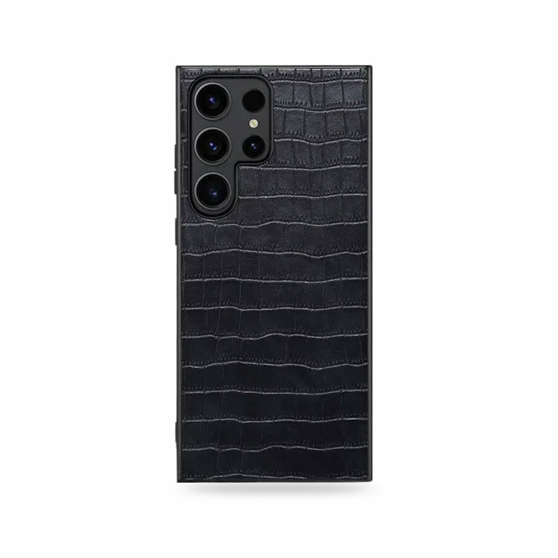 Alligator Print Leather Phone Case For Samsung Black-EYS241104