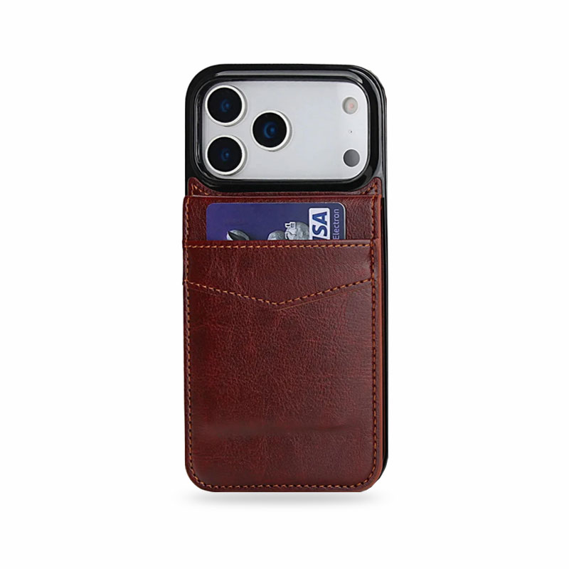 Premium Leather Classic iPhone Case With Credit Card Holder-ZDK250927