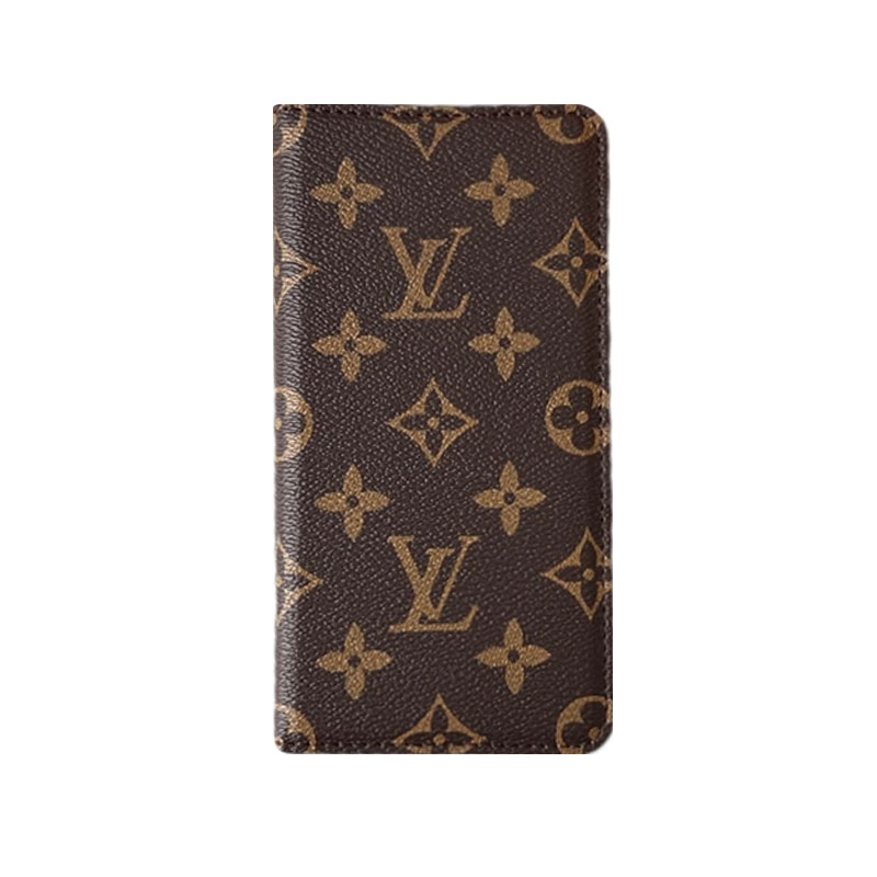 Classic Folio Leather Monogram iPhone Case With Card Holder-HYL251006