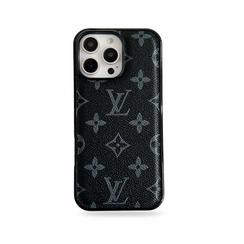 Leather  Monogram Phone Case For iPhone Black-BMK241125-casezom