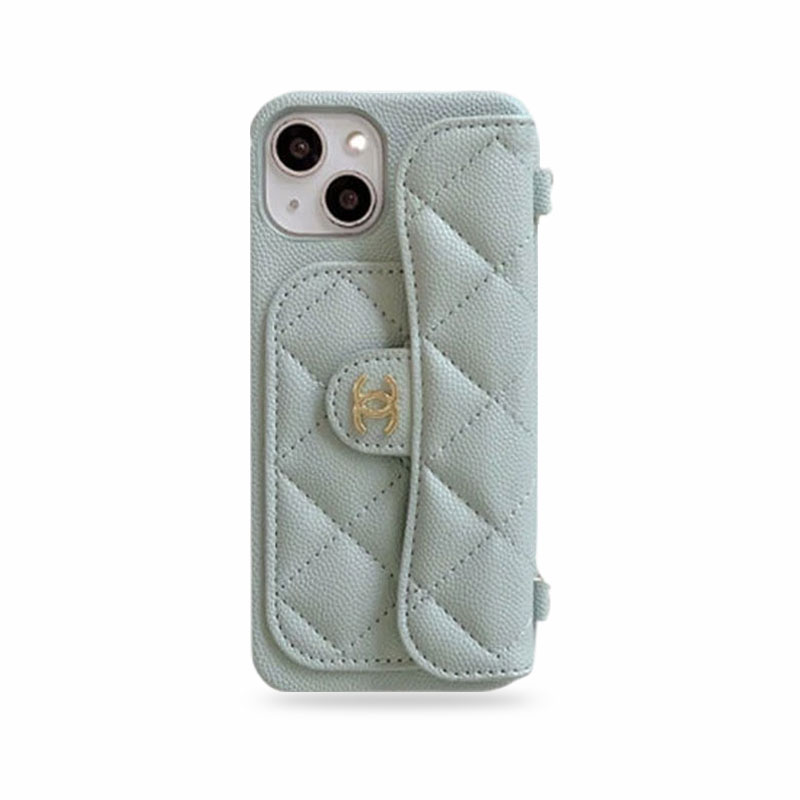 CC iPhone Case With Card Holder And Strap Green -SLK240104