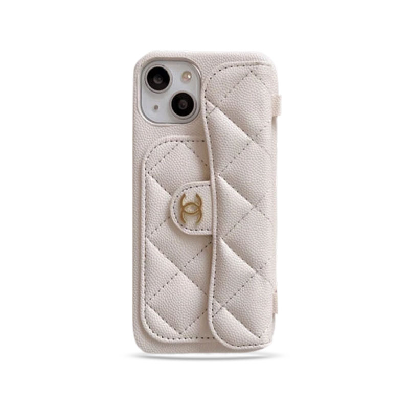 CC iPhone Case With Card Holder And Strap White -SLK240104-GTOCASE