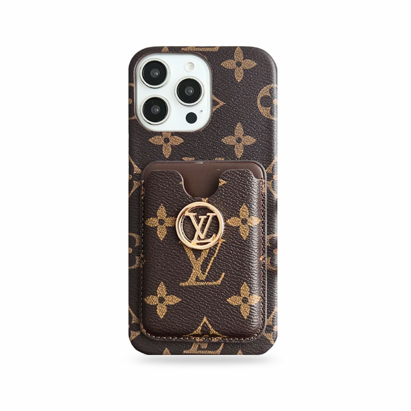 Leather Monogram iPhone Case With Card Holder Big Printing-CZK251157