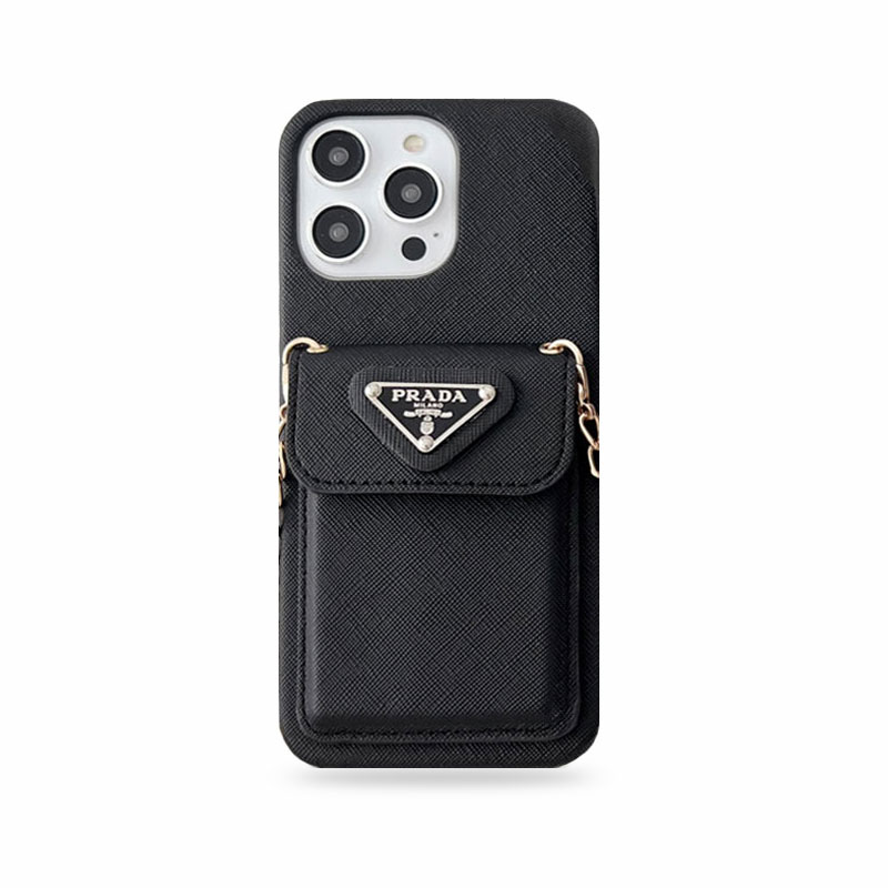PR iPhone Case With Wallet And Strap Black -SlK240403