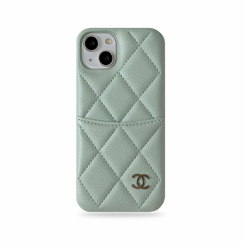 Leather CC Case With Crad Holder For iPhone Green -CZB240603