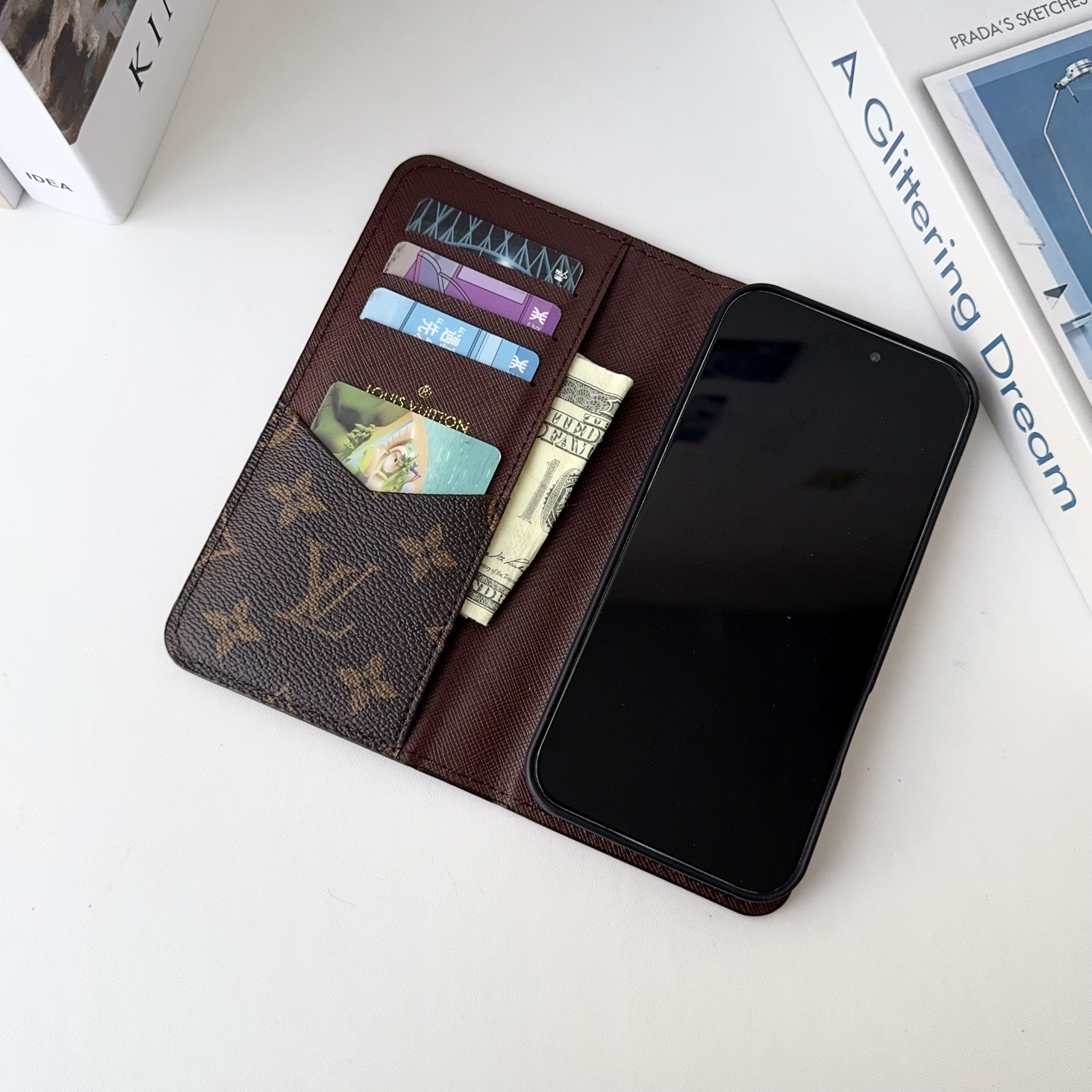 Premium Leather Folio Wallet Case for iPhone Big Printing -LB251816