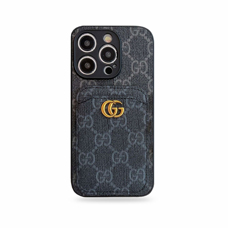 Classic GG iPhone Case With Card Holder Black -KBK240425