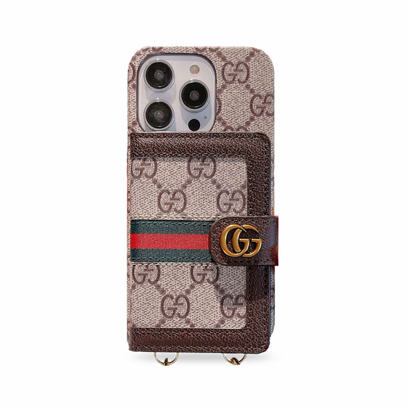 Gucci iPhone Case With Card Holder And Strap Elegant Design