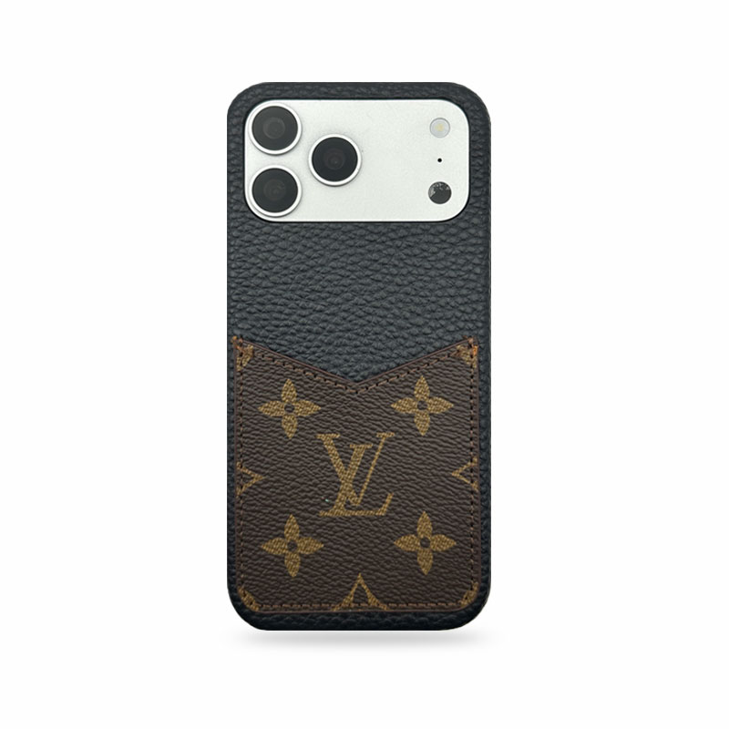 Premium Monogram iPhone Case With Card Holder Big Printing For iPhone 17 Series-CMLV092