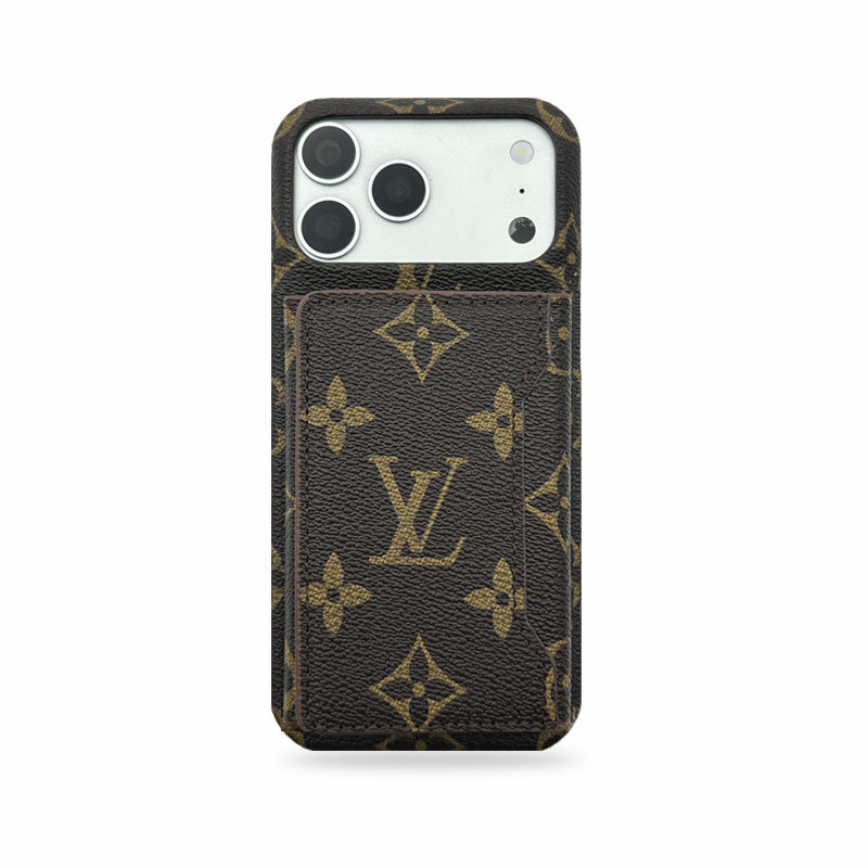 Classic Leather Monogram iPhone Case With Magnetic Wallet Big Printing For iPhone 17 Series-CMLV089