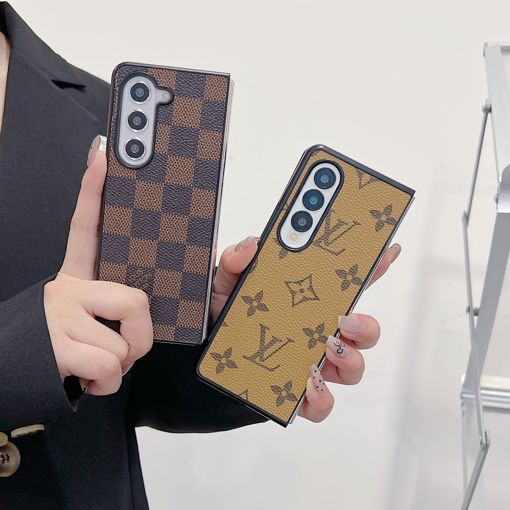 Leather Monogram Galaxy Z Flod Series Case  Big Printing -ZDP251805-GTOCASE