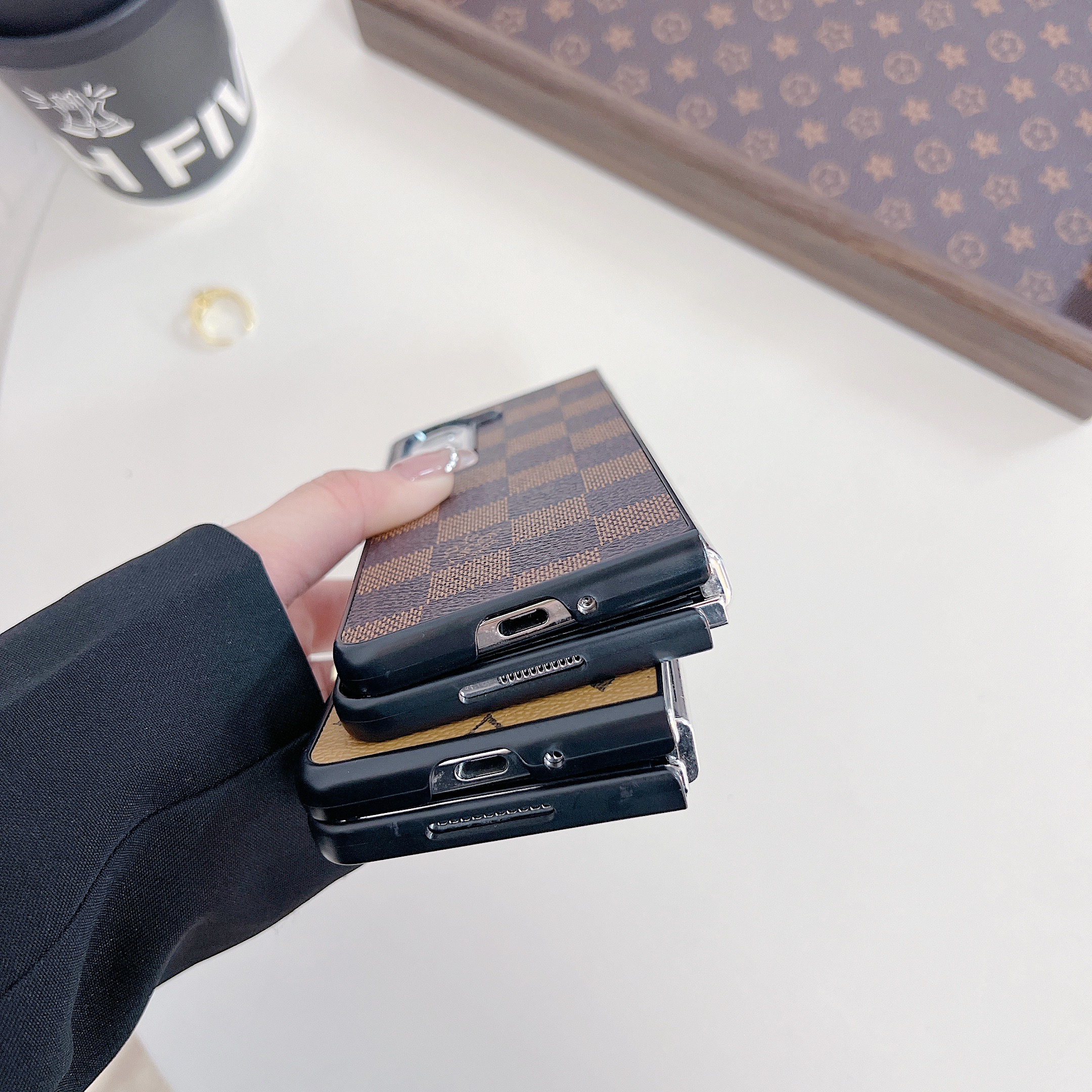 Leather Monogram Galaxy Z Flod Series Case  Big Printing -ZDP251805-GTOCASE