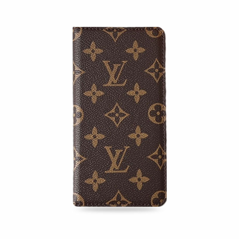 Classic Folio Leather Monogram iPhone Case With Card Holder-HYL251006