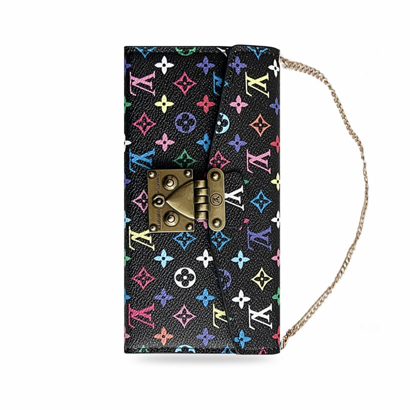 Luxury Folio Monogram iPhone Case With Wallet And Strap Big Printing-LB251102