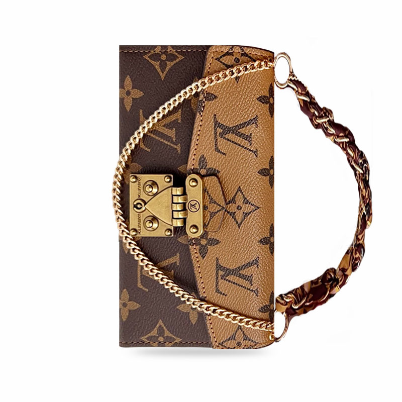 Leather Folio Monogram iPhone Case With Card Holder And Strap-MTY251038