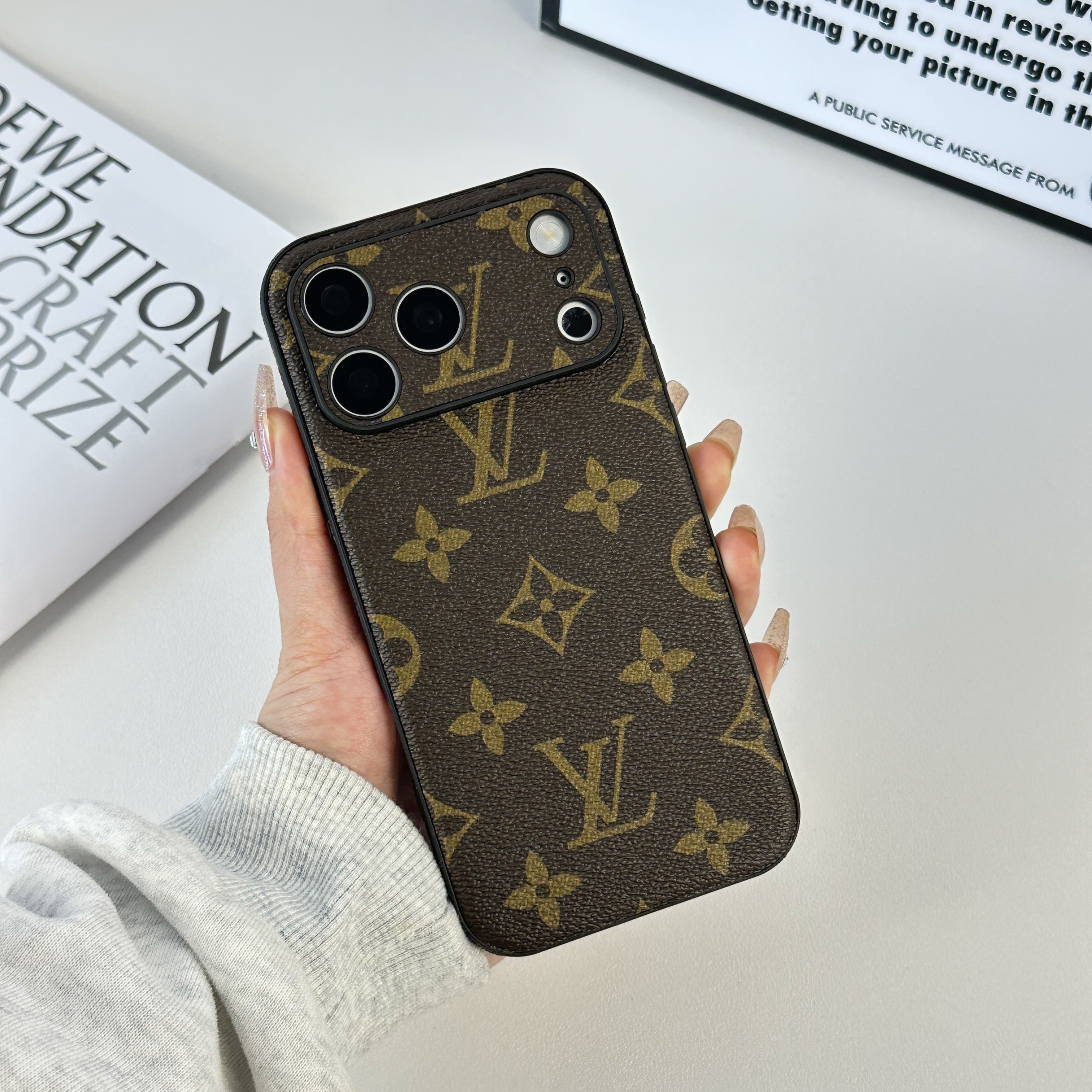 Stylish Leather Monogram iPhone Case For iPhone 17 Series-CMLV039