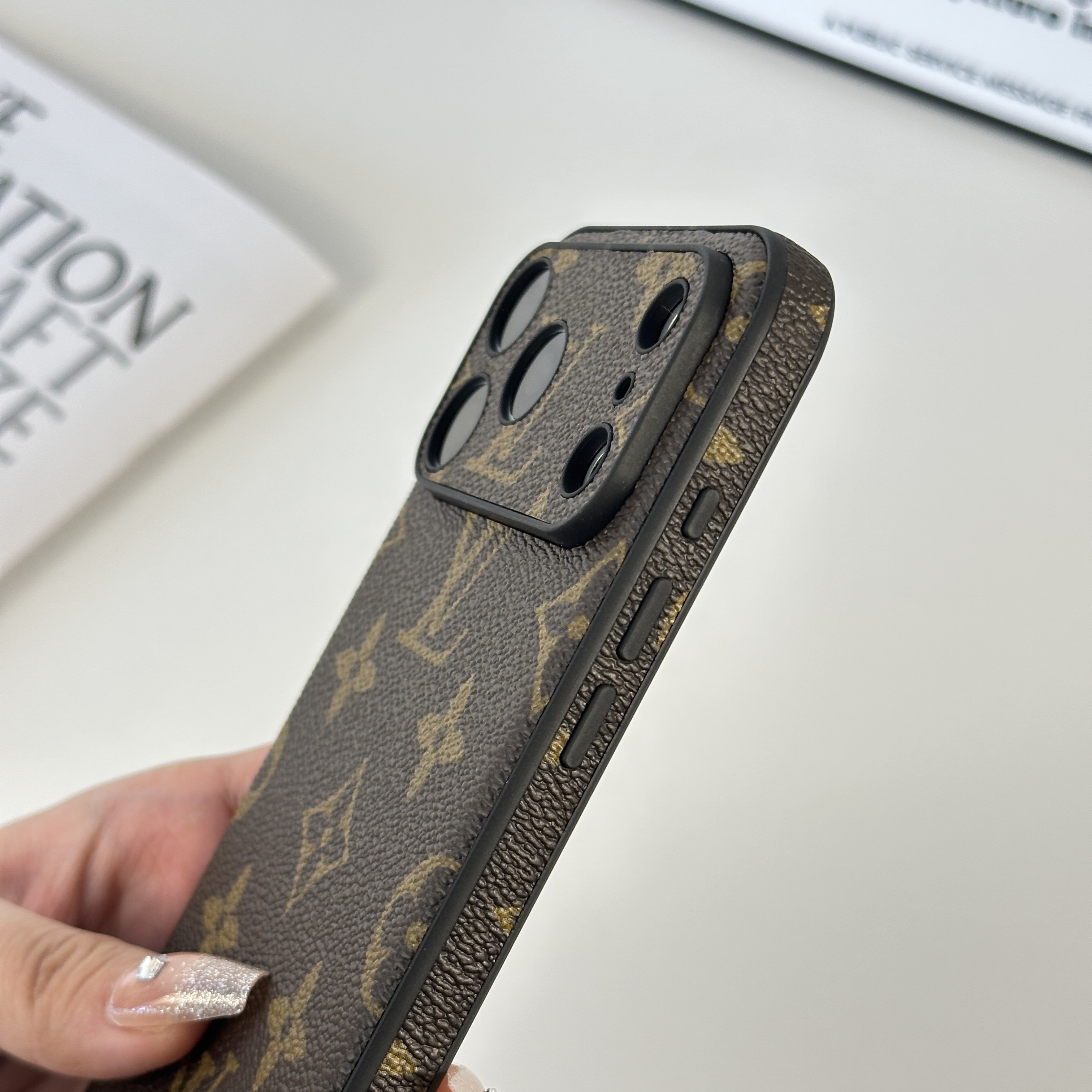 Stylish Leather Monogram iPhone Case For iPhone 17 Series-CMLV039