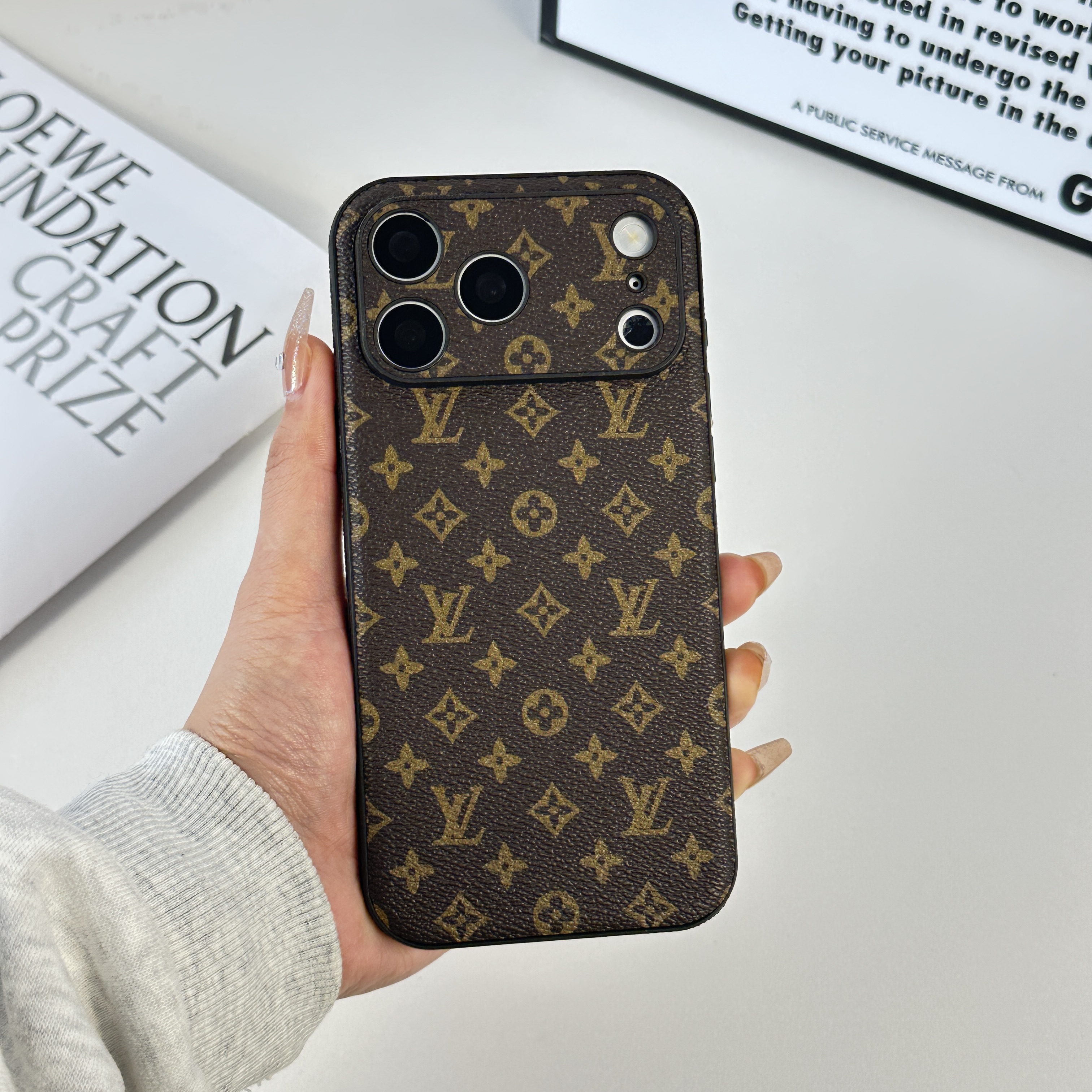 Leather Monogram iPhone Case For iPhone 17 Series-CMLV040