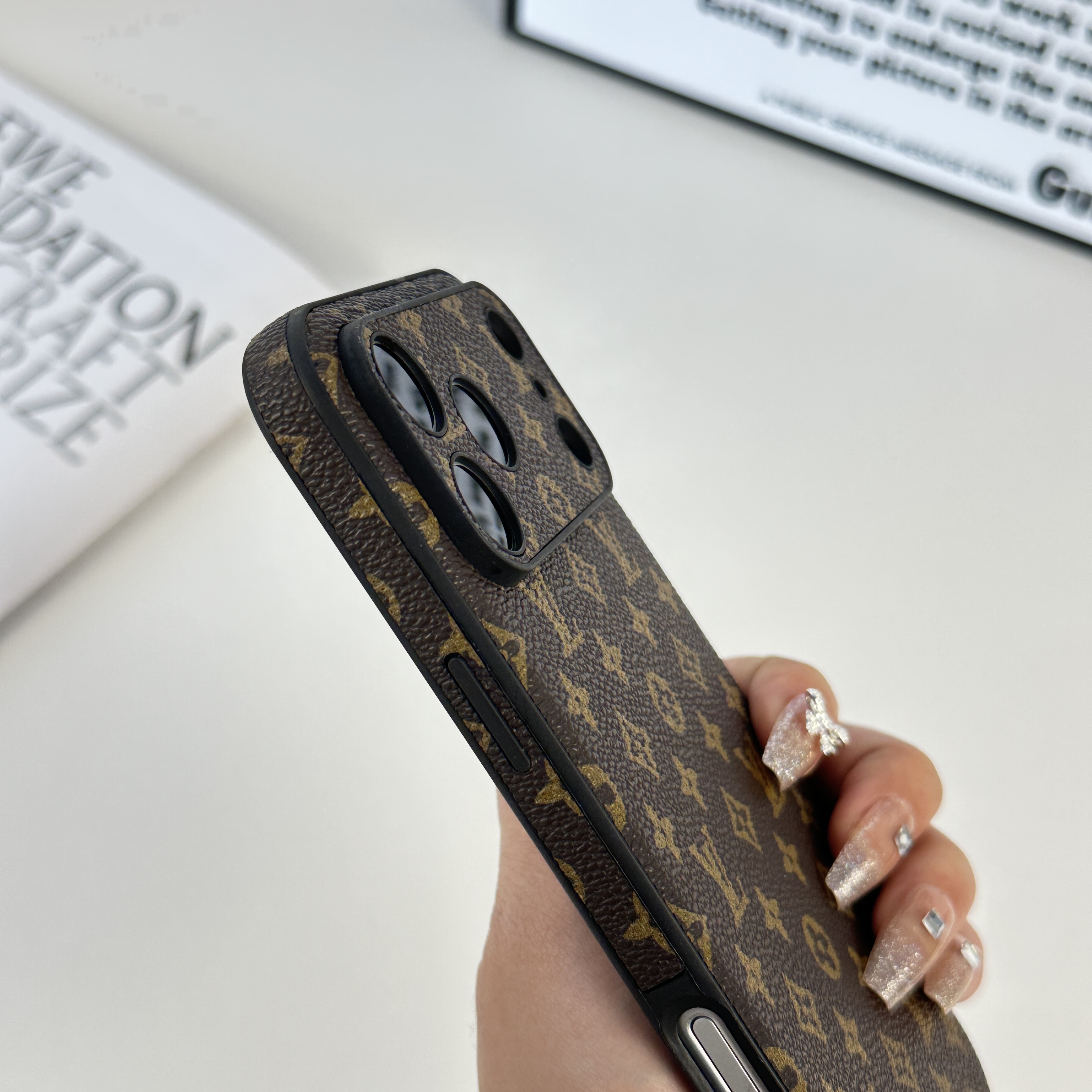 Leather Monogram iPhone Case For iPhone 17 Series-CMLV040