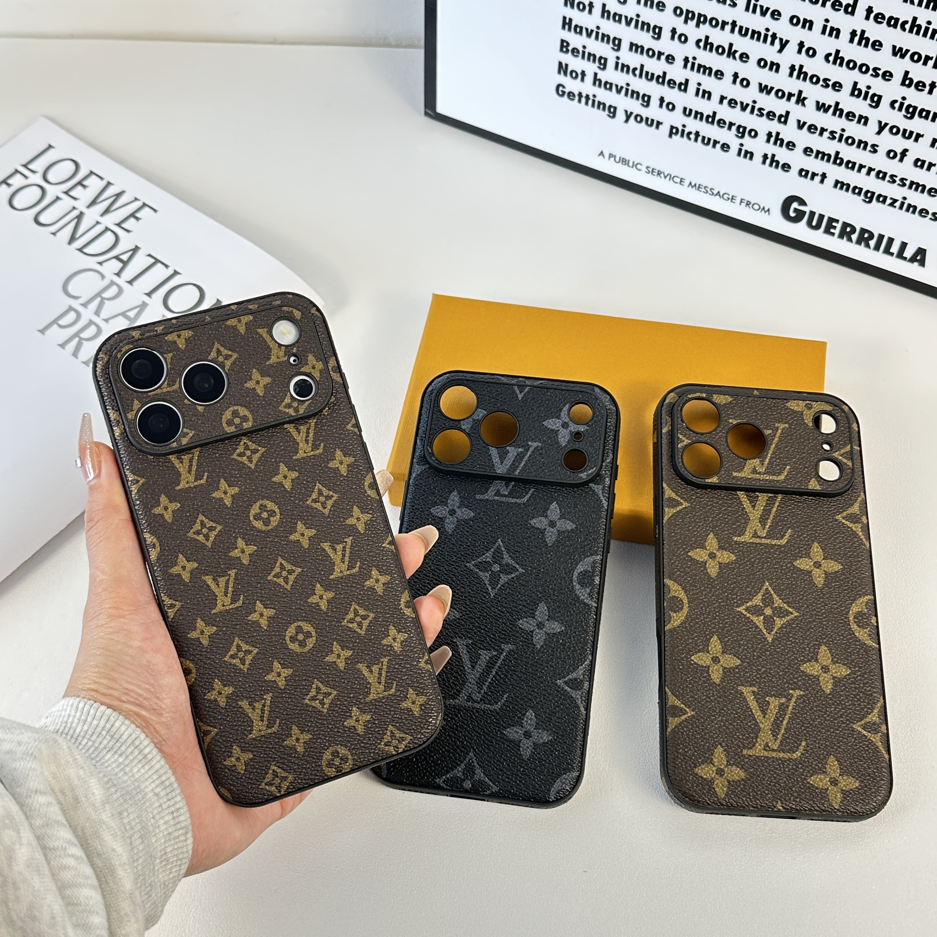 Leather Monogram iPhone Case For iPhone 17 Series-CMLV040